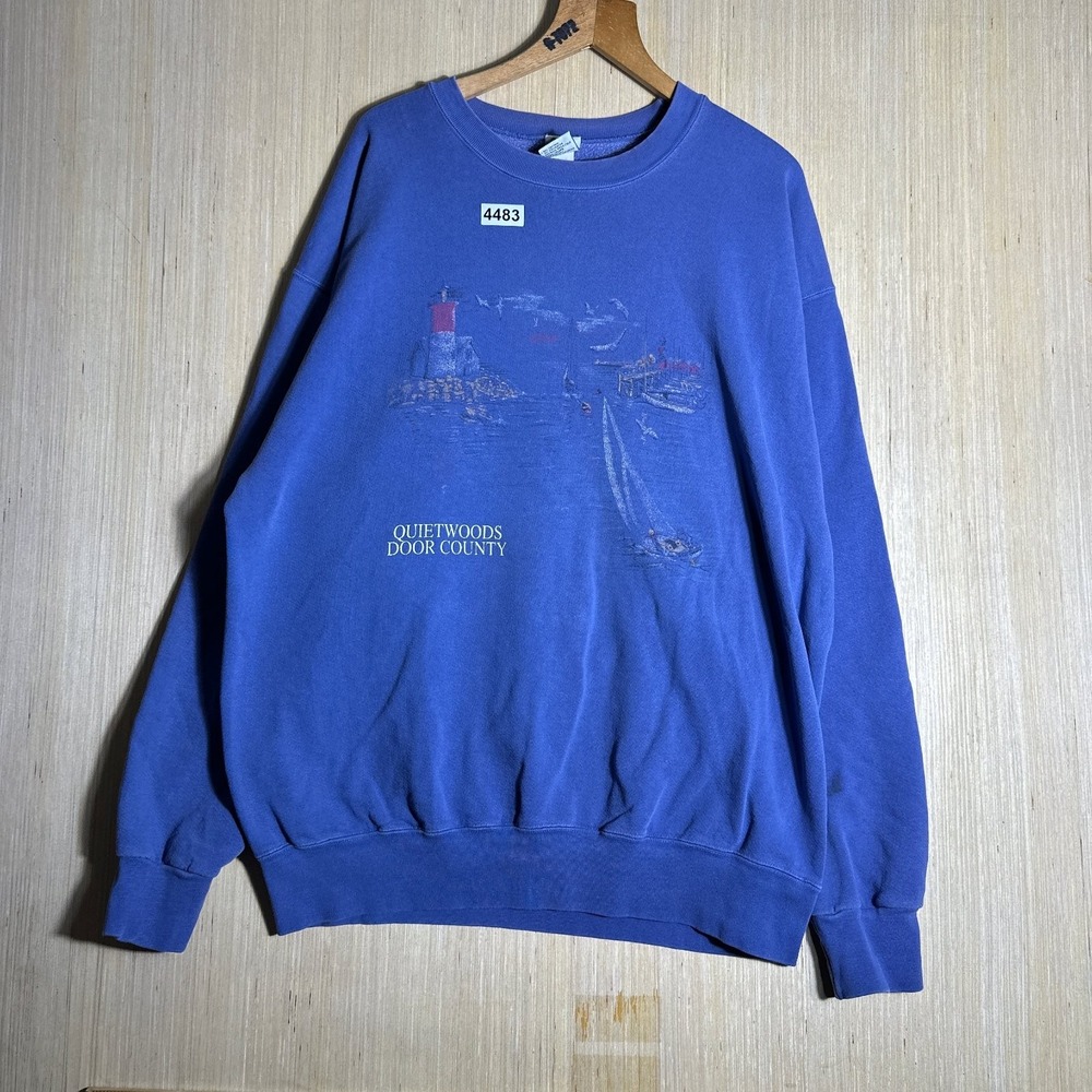 Vintage Door Country Sweater Mens Extra Large Blue Long Sleeve Graphic 90s